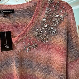 NWT I.N.C size XL rhinestone embellishment v neck sweater